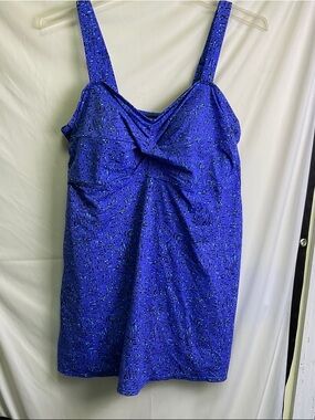 Swim Dress Twist Detail Blue Print